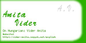 anita vider business card
